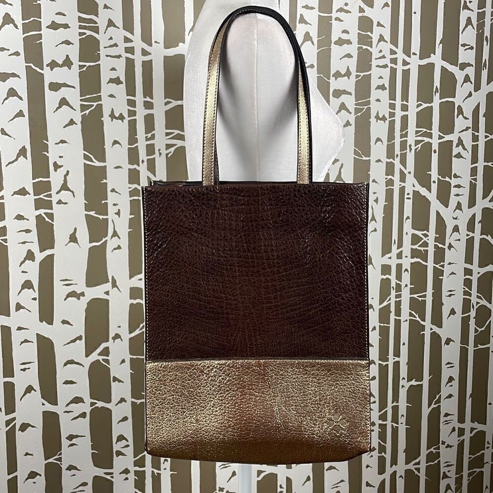Patricia Nash Metallic Gold Color Block Tote Bag